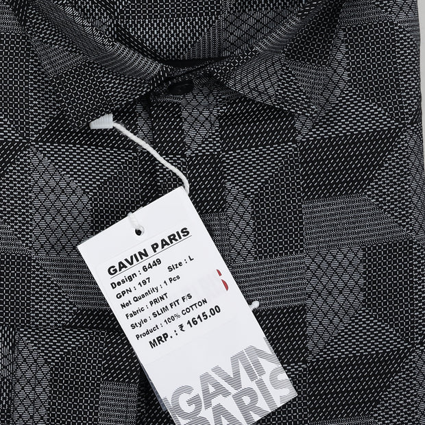 Black and Gray Geometric Full Sleeve Shirt (GP197)