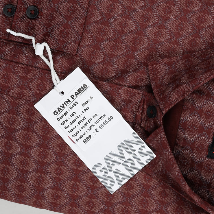 Maroon Patterned Full Sleeve Shirt (GP183)