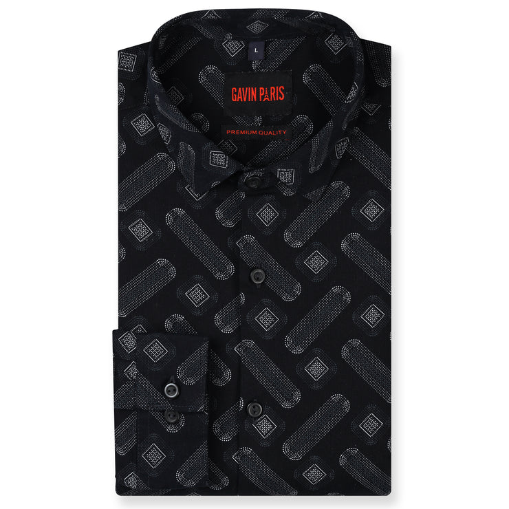 Black Abstract Pattern Full Sleeve Shirt (GP256)