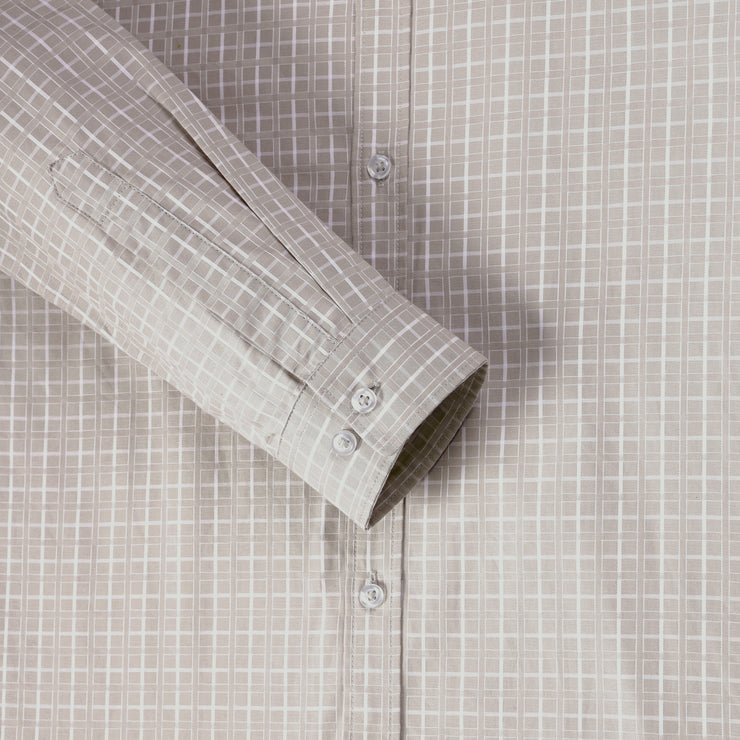 Windowpane Check Full Sleeve Shirt - Soft Beige (GP226)