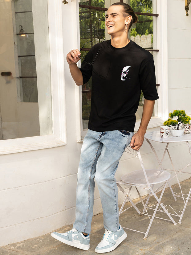 Soulsick Oversized Both Side Printed Black Tee