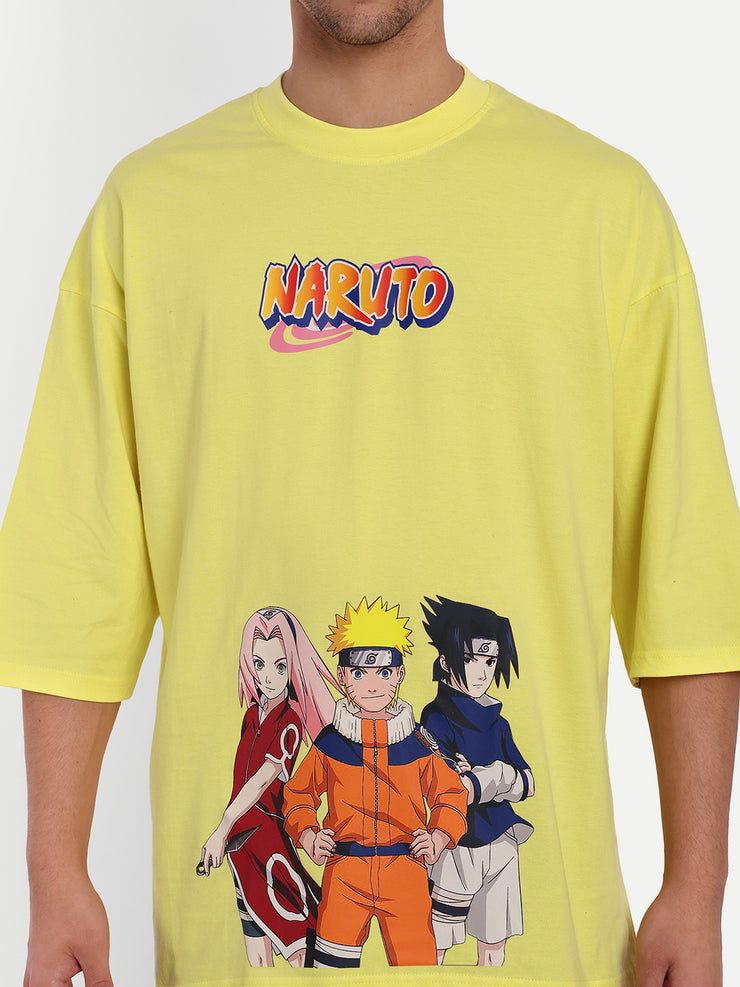 Naruto Lemon Yellow Oversized Drop Shoulder Unisex Tshirt By Gavin Paris