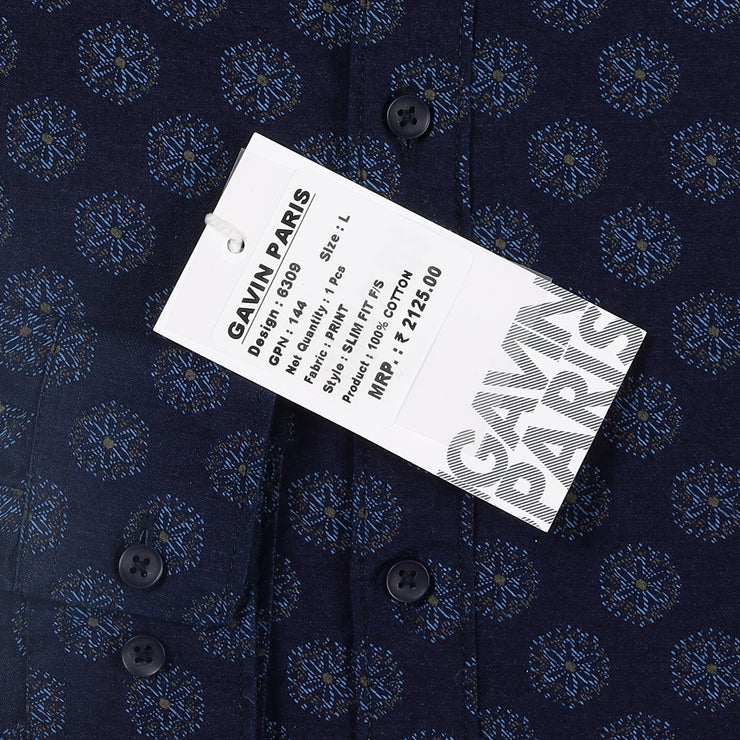 Full Sleeve Shirt - Navy Blue Medallion Print (GP144)