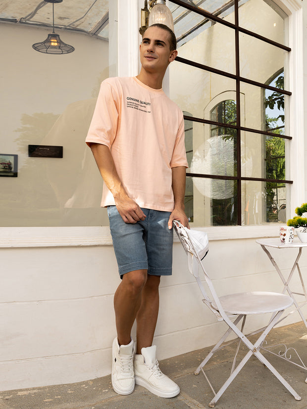 Futuristic Peach Both Side Printed Oversized Tee