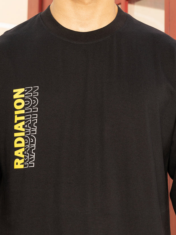 Radiation Black Both Side Printed Oversized Drop Soulder Tee