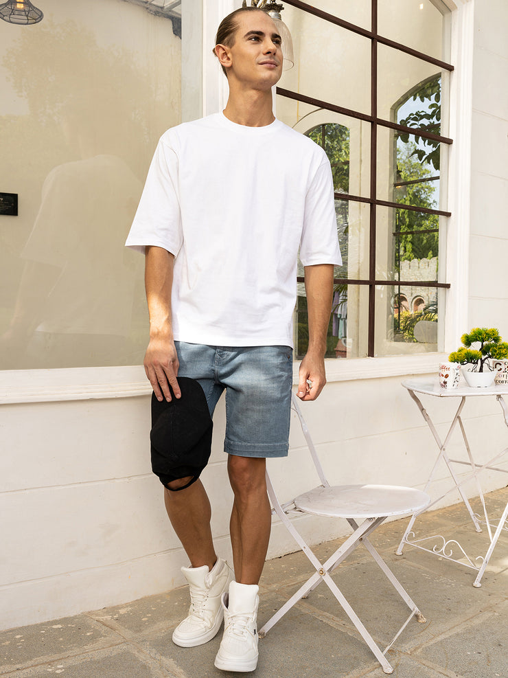 Rapper White Oversized Drop shoulder Tee by Gavin Paris