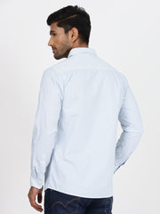 Striped Cotton Full-Sleeve Shirt - Light Blue (GP081)