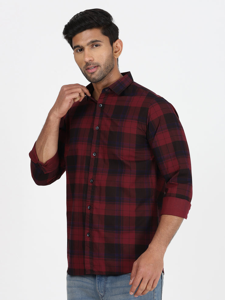 Plaid Flannel Full-Sleeve Shirt - Red and Black (GP083)
