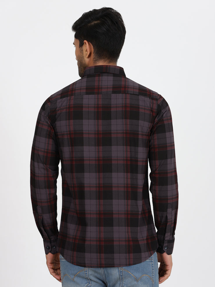 Checkered Full-Sleeve Shirt - Black & Red (GP084)