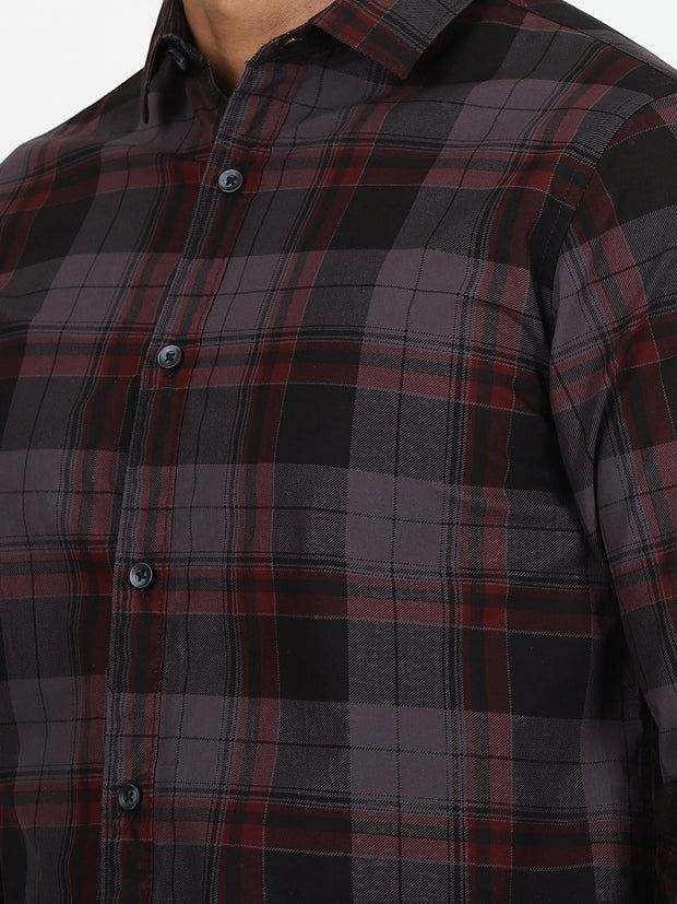 Checkered Full-Sleeve Shirt - Black & Red (GP084)