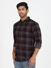 Checkered Full-Sleeve Shirt - Black & Red (GP084)