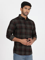 Checkered Full-Sleeve Shirt - Dark Green & Red (GP085)