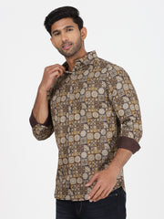 Brown and beige mosaic print Full-Sleeve Shirt (GP017)