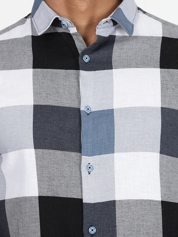 Black and White Checkered Full Sleeve Shirt (GP033)