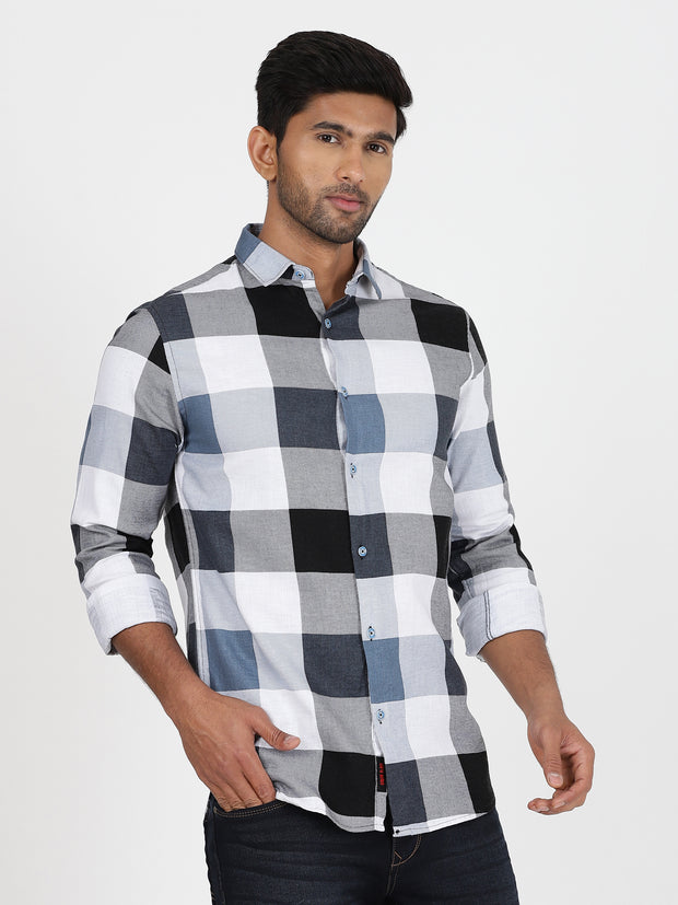 Black and White Checkered Full Sleeve Shirt (GP033)