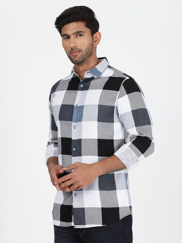 Black and White Checkered Full Sleeve Shirt (GP033)