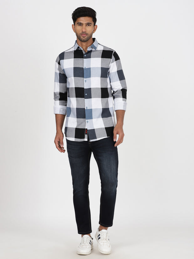 Black and White Checkered Full Sleeve Shirt (GP033)