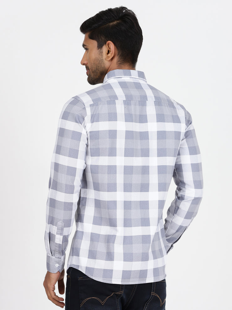 Checkered Full Sleeve Shirt - Grey & White (GP107)