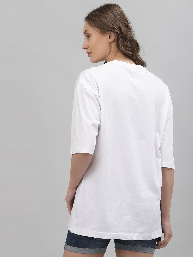 White Plain Oversized Tee for Women