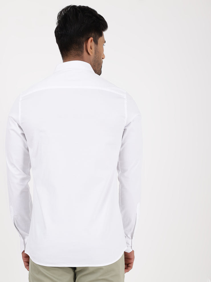 Oxford White Solid Full-Sleeve Shirt (GP058)