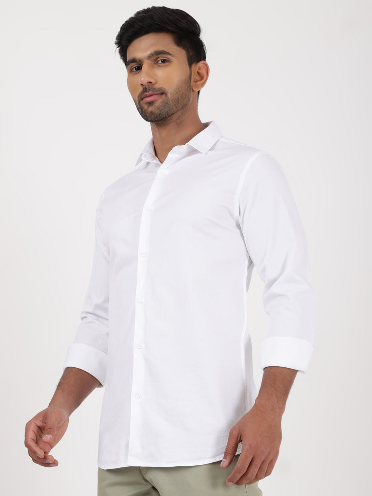 Oxford White Solid Full-Sleeve Shirt (GP058)