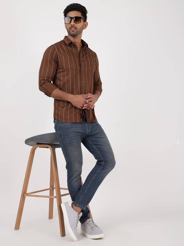 Striped Shirt - Brown & White (GP034)