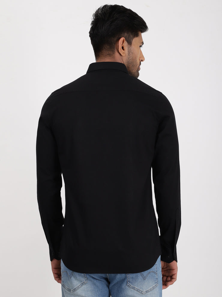 Black Solid Full-Sleeve Shirt (GP072)