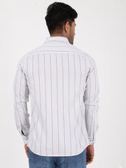 Striped Full-Sleeve Shirt - White & Red (GP035)