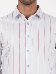 Striped Full-Sleeve Shirt - White & Red (GP035)