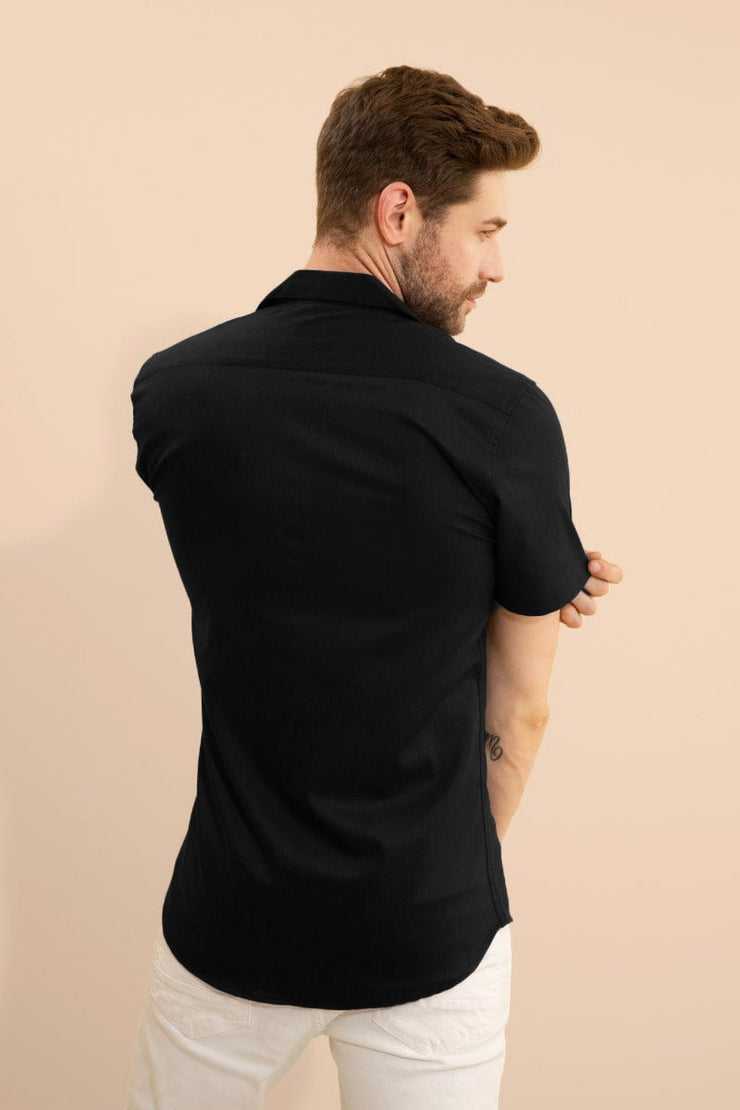 Black Plain Half Sleeve Shirt