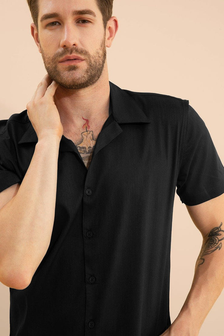 Black Plain Half Sleeve Shirt