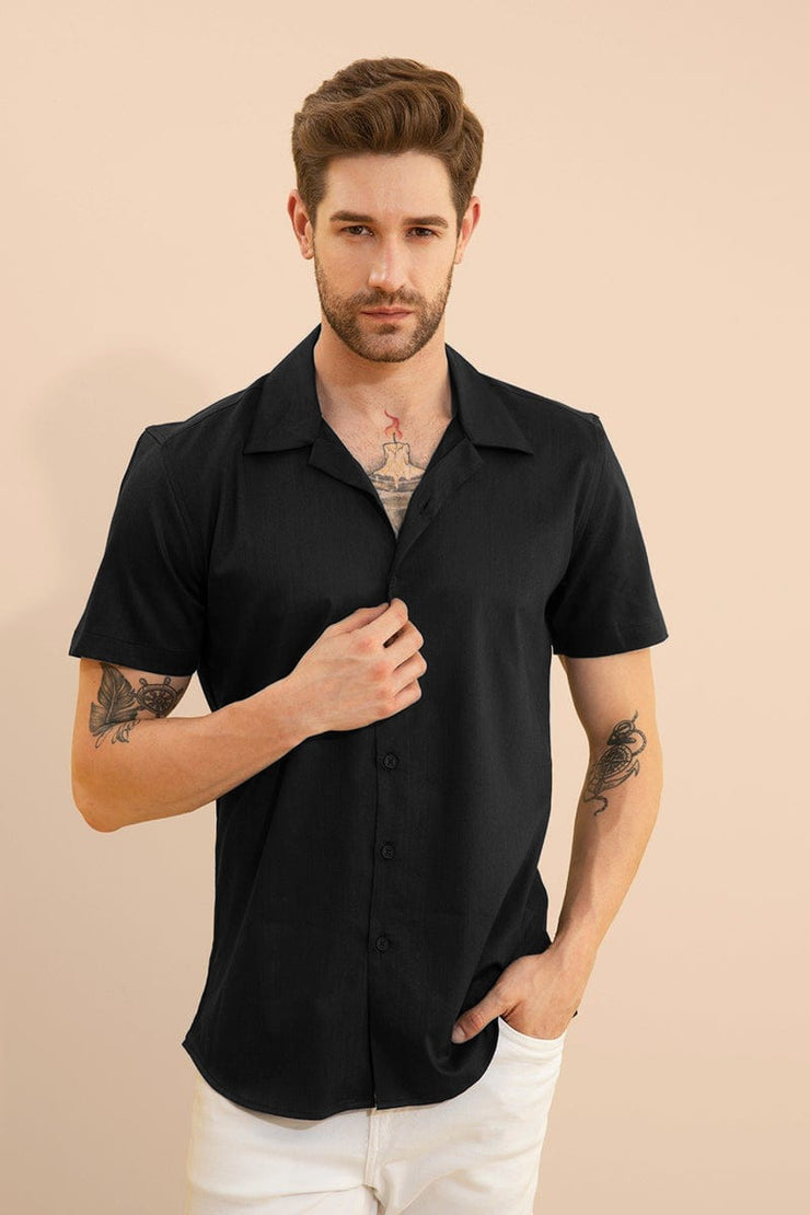 Black Plain Half Sleeve Shirt